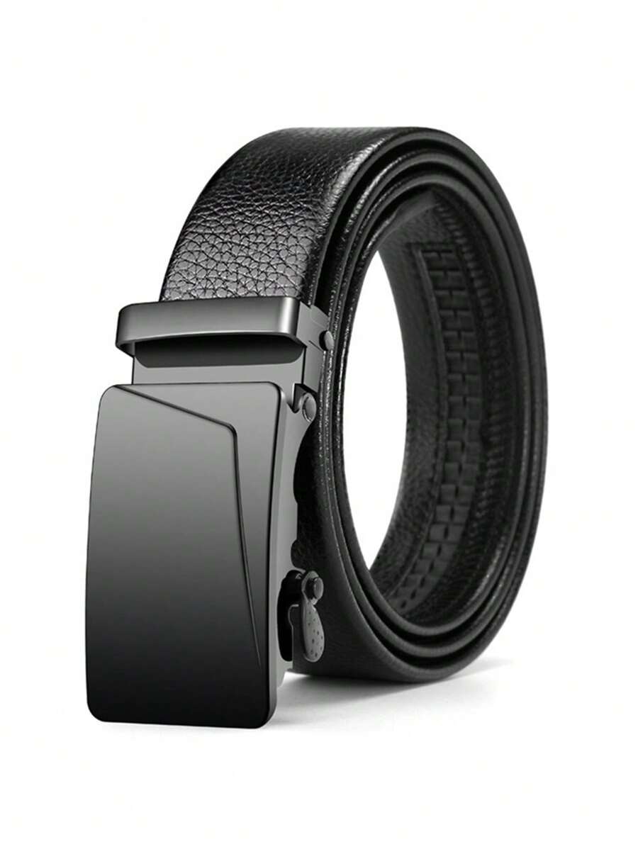 Cinturón negro liso y clásico de negocios con hebilla automática de PU para hombres de moda, adecuado para trabajo, escuela, casual, negocios, novio, esposo, padre, regalo para hombres, uso diario, moda, adolescente, al aire libre, vacaciones, atlético, viaje, calle, bohemio, otoño vintage, otoño-invierno, accesorios, adecuado para adolescentes, jóvenes, hombres, casual, al aire libre, atlético, vacaciones, regalos de graduación, cumpleaños, uso diario