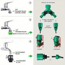 1 Set Dual-Channel Drip Irrigation Kit, Garden Nozzle Automatic Watering Set Drip Irrigation Sprinkler System For Vegetable Plots For Home Gardening Flower Pond,Garden Tools, Gardening Tools For Garden - Multicolor - View 2