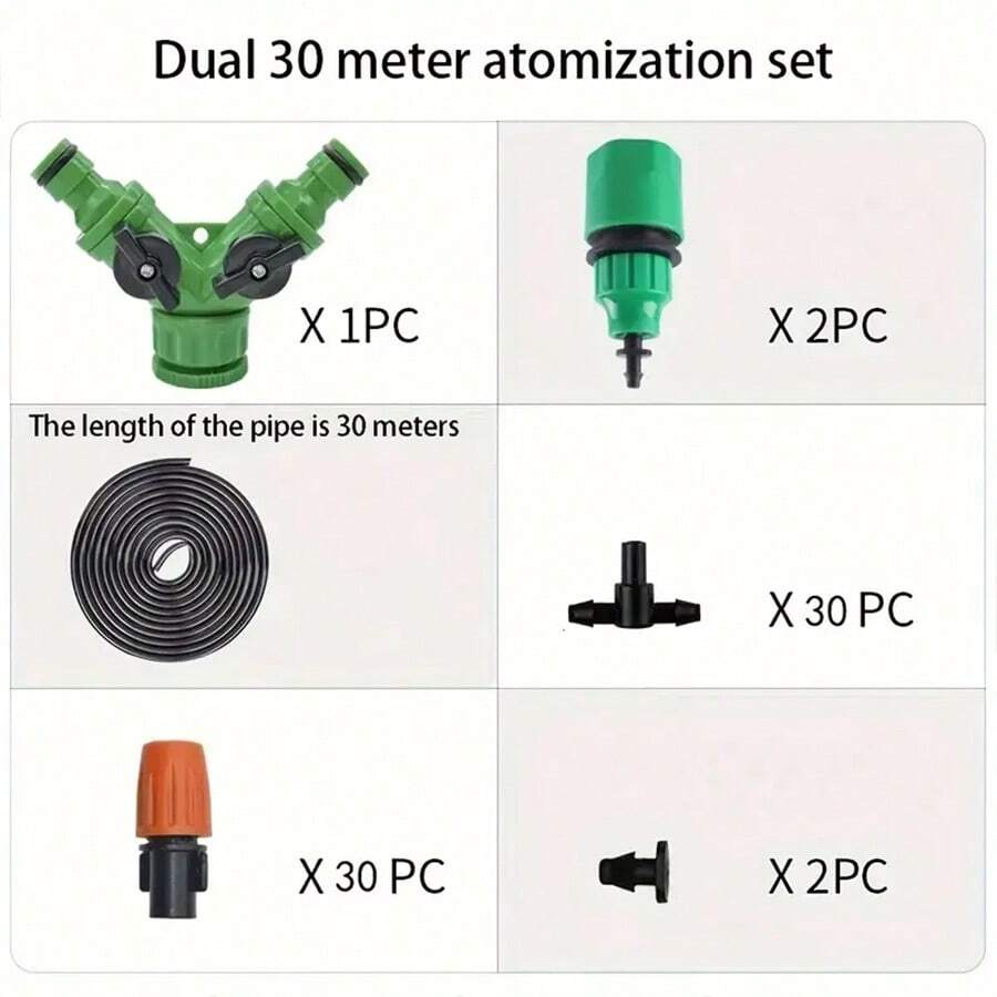 1 Set Dual-Channel Drip Irrigation Kit, Garden Nozzle Automatic Watering Set Drip Irrigation Sprinkler System For Vegetable Plots For Home Gardening Flower Pond,Garden Tools, Gardening Tools For Garden - Multicolor - View 1