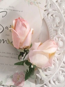 5入組人造淡粉色玫瑰花頭 - 淺粉色 - 查看 2