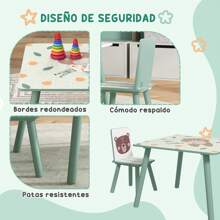 ZONEKIZ 3 Piece Kids Table And Chairs Set Kids Table With 2 Chairs Activity Furniture Set For 3-8 Year Old Boys Girls For Bedroom Playroom - 綠色 - 查看 5