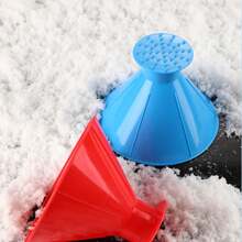 1pc Windshield Cone-Shaped Ice Scraper Snow Removal Tool, Winter Car Snow Scraper With Funnel - Blue - View 3