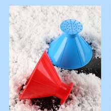1pc Windshield Cone-Shaped Ice Scraper Snow Removal Tool, Winter Car Snow Scraper With Funnel - Blue - View 6
