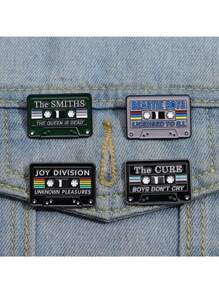 Colorful Retro Radio & Cassette Tape & Geometric Shape Metallic Brooch, Suitable For Backpack, Hat, Clothing Decoration, A Unique Gift - Black - View 3