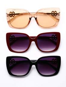 1 件女士经典猫眼时尚眼镜，采用眉线形状，凸显独特风格和深度，使脸部更具魅力，采用金色四叶草设计，适合日常生活、海滩、驾驶和户外旅行配件。 - 彩色 - 查看 10