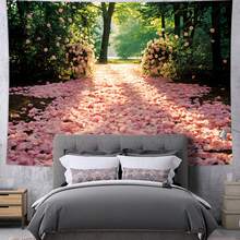 1入浪漫粉色玫瑰花路印花掛毯背景,適用於婚禮、情人節、紀念日派對裝飾 (不含掛夾) ,可用於臥室或攝影背景裝飾 - 彩色 - 查看 2