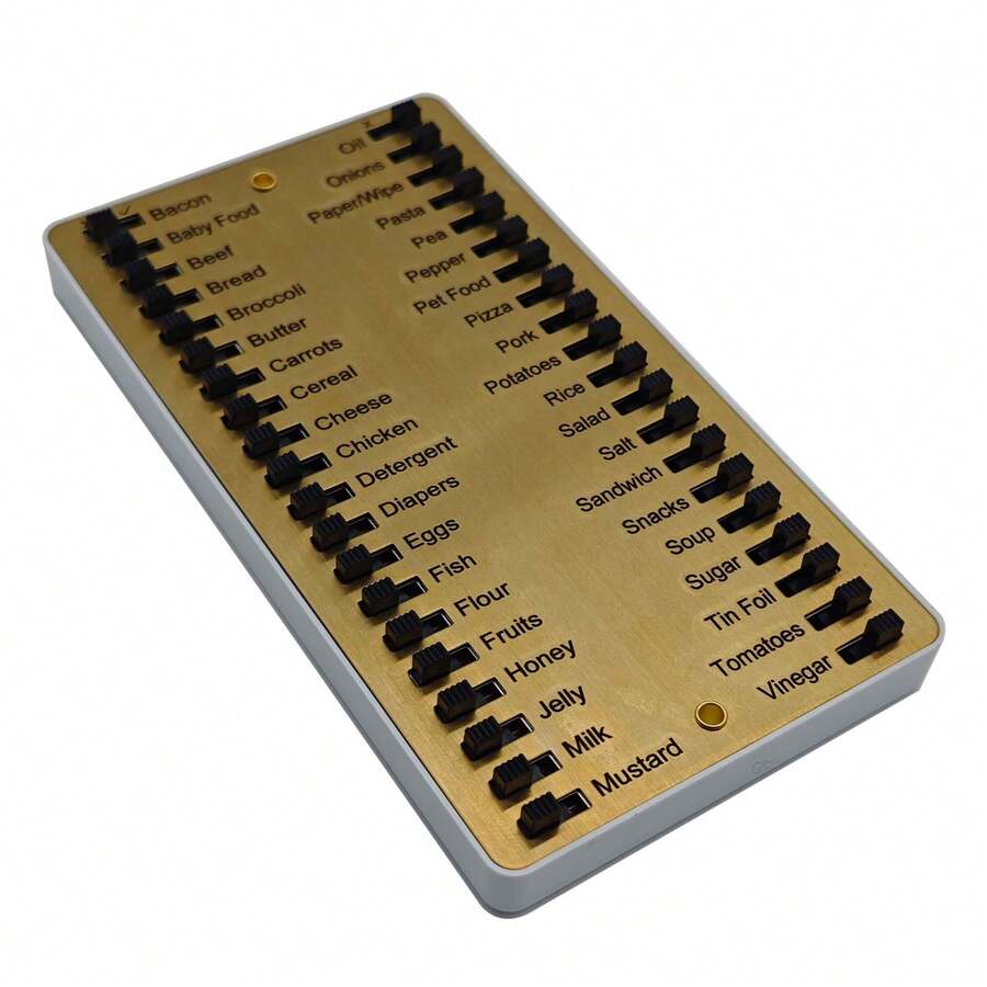 Tablero De Notas De Compras Duradero Reutilizable Con Lista De Comestibles De Metal - Modelo básico dorado - Ver 1