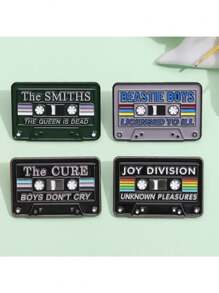 Colorful Retro Radio & Cassette Tape & Geometric Shape Metallic Brooch, Suitable For Backpack, Hat, Clothing Decoration, A Unique Gift - Black - View 1