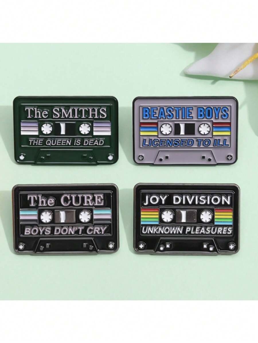 Colorful Retro Radio & Cassette Tape & Geometric Shape Metallic Brooch, Suitable For Backpack, Hat, Clothing Decoration, A Unique Gift - Black - View 1