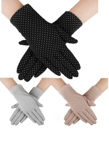 1pair Women's Anti-Slip Uv Protection Gloves For Driving And Riding In Summer