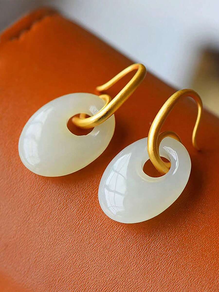 1 Miếng Trắng Ngọc An toàn Thiết kế khóa Dangle Hoa tai Đối với Của phụ nữ Thanh lịch Và Phong cách tối giản , Thích hợp Đối với Mặc hàng ngày - Vàng - Xem 1