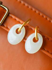 1 Miếng Trắng Ngọc An toàn Thiết kế khóa Dangle Hoa tai Đối với Của phụ nữ Thanh lịch Và Phong cách tối giản , Thích hợp Đối với Mặc hàng ngày - Vàng - Xem 2