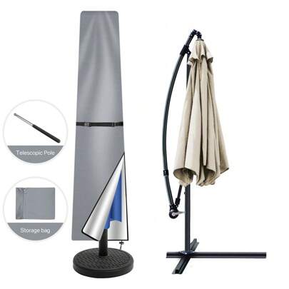 1PC Protective Parasol Tarpaulin Umbrella Cover With Retractable Rod, Waterproof Dustproof Weatherproof UV-Anti Wind Snow Proof Foldable Umbrella Cover 170cm/190cm For Garden Patio 1.8-3.3m Cantilever Straight Parasol