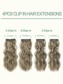 16英寸/20英寸夹式接发片，4片装，波浪卷发，浅灰金色带挑染，女士适用 - 間色 - 查看 3