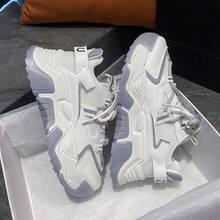 Giày Chunky đế thấp thoáng khí hợp thời trang ngoài trời cho nữ - Xám - Xem 3