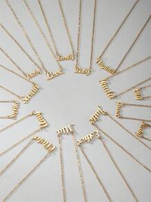 1 Peça Pingente Colar De Aço Inoxidável Dourado E Prateado Com Letra Em Inglês, Colar Fashion Simples E Versátil Para Homens E Mulheres(no Máximo 1 Nome Em Inglês)