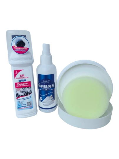 Kit Limpieza Profunda de Tenis y Zapatos Spray Limpiador + Pasta de Limpieza + Desodorante de Calzado