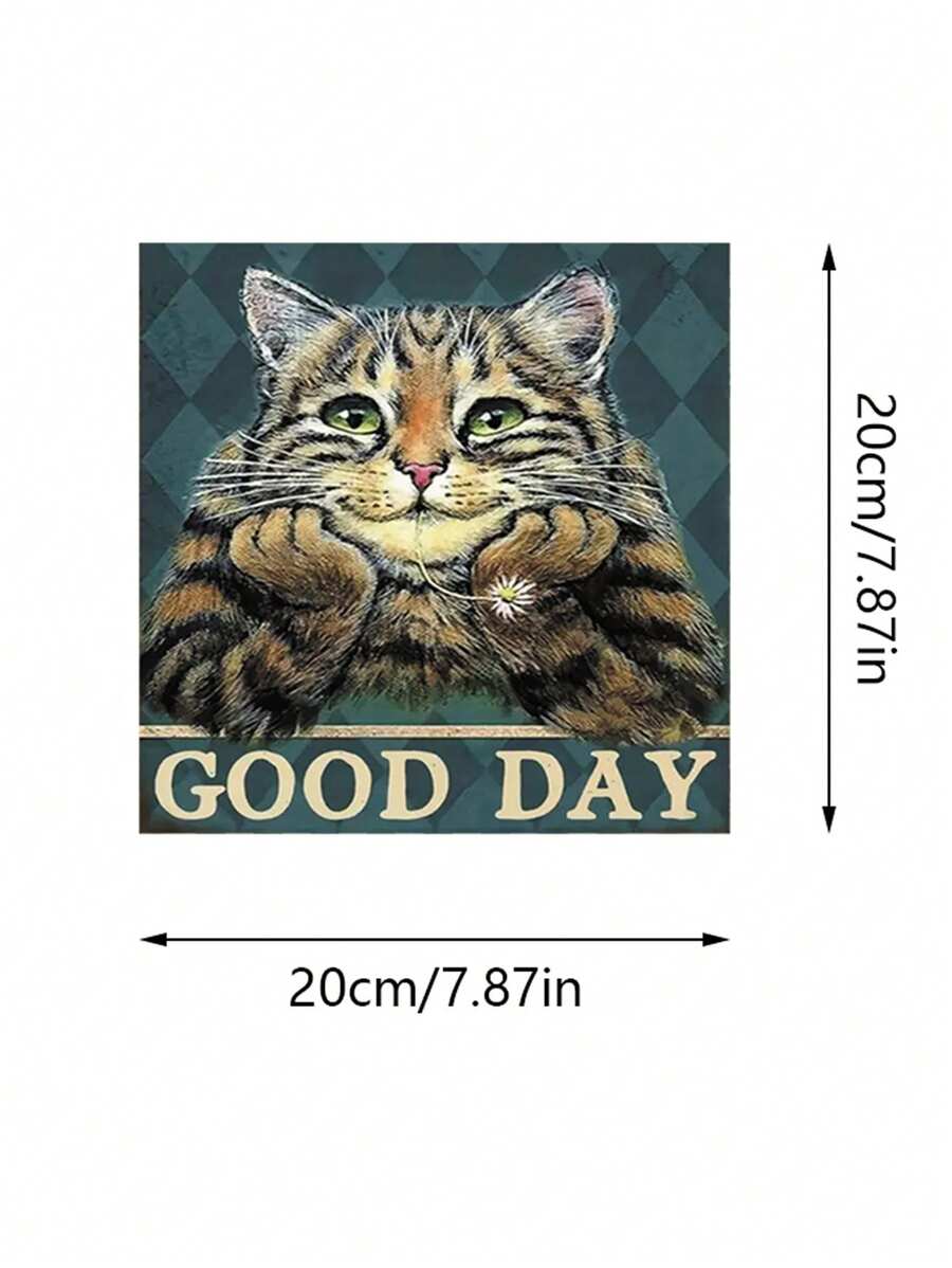 1 pieza Colgante creativo en forma de gato con leyenda "Have A Nice Day" - gato beige - Ver 1