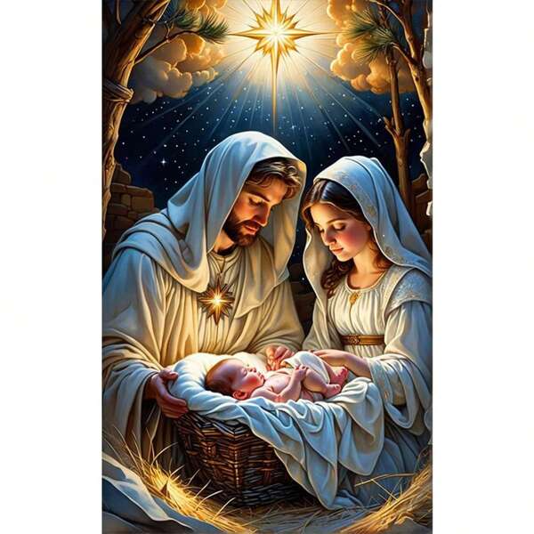 Kit De Peinture De Diamant De Jésus , 1 Pièce 5d Diy Artisanat Fait À La Main Décoratif Mural Pour La Maison, Toile Sans Cadre