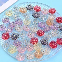20pcs 17mm Acrylic Hot Stamping Rose DIY Jewelry Making Clothing Earrings Decoration