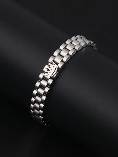 سوار من الفولاذ المقاوم للصدأ بتفاصيل تاج بسيطة