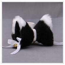 手工制作日式毛绒可爱洛丽塔发饰夹，带猫和狐狸耳朵设计万圣节 - 黑色 - 查看 4