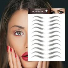 6D眉毛紋身貼紙，快速化妝一次性眼部臨時刺青適合懶人，防水防汗，派對晚會妝點暫時紋身 - 彩色 - 查看 5