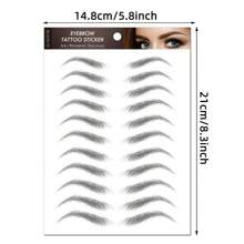 6D眉毛紋身貼紙，快速化妝一次性眼部臨時刺青適合懶人，防水防汗，派對晚會妝點暫時紋身 - 彩色 - 查看 3