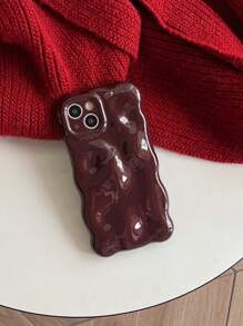 Burgundy 1PC Ins Style Meteorite Textured Anti-Fall Tpu Phone Case Compatible With IPhone Waterproof Shockproof Scratch Resistant - Burgundy - View 6