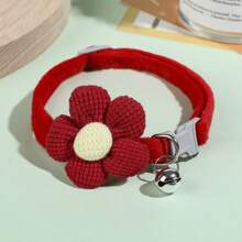 Plush Flower Collar With Bell For Pets, Suitable For Both Cats And Dogs - Red - View 1