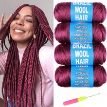 4 Roll Wool Hair Yarn For Box Braids Senegalese Twisting Faux Locs Jumbo Braids  Hair Braiding Dreadlocks Twist Wraps Synthetic Hair Extensions