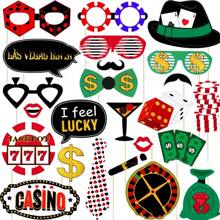 24pcs Las Vegas Poker Night Party Photo Booth Props Set With Cardstock Props - Multicolor - View 2
