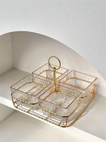 1 Pezzo Vassoio Per Caramelle E Snack Placcato In Oro