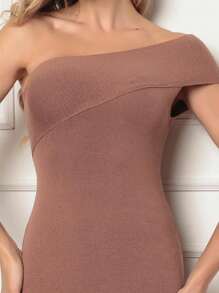 Women Sweater Dresses - 駝色 - 查看 5