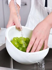 Cesta Escurridor multifuncional arroz lavado & drenaje Cesta , Herramientas de cocina para frutas & vegetales - Blanco - Ver 3