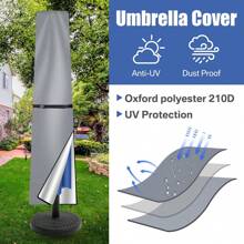 1PC Protective Parasol Tarpaulin Umbrella Cover With Retractable Rod, Waterproof Dustproof Weatherproof UV-Anti Wind Snow Proof Foldable Umbrella Cover 170cm/190cm For Garden Patio 1.8-3.3m Cantilever Straight Parasol