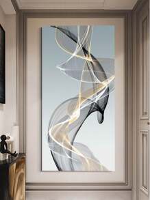 1張畫,現代北歐風格油畫,抽象金線牆掛圖,豪華藝術家居裝飾,適用於客廳辦公室廚房餐廳臥室酒吧,防水畫,印刷作品,入口裝飾,無框畫 - 淺灰色 - 查看 1