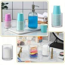 1入浴室杯子分配器,小型一次性紙杯架,紙杯分配器儲存架,塑料杯分配器,適用於浴室檯面 - 無色 - 查看 5