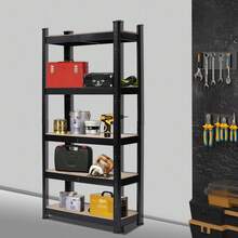 5 Tier Heavy Duty Metal Shelving Rack Unit Garage Storage Shelf Black UK - Black - View 8