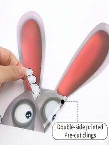 3 Hojas Pegatina De Esteras Para Ventanas, Divertidas Pegatinas Para Ventanas De Doble Cara Con Conejito Para La Decoración De Fiestas En El Hogar - Multicolor - Ver 3