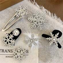 1 件裝雪花形狀髮夾,秋冬甜美髮飾,適合瀏海和側夾拍照道具 - 大號雪花1pc - 查看 8