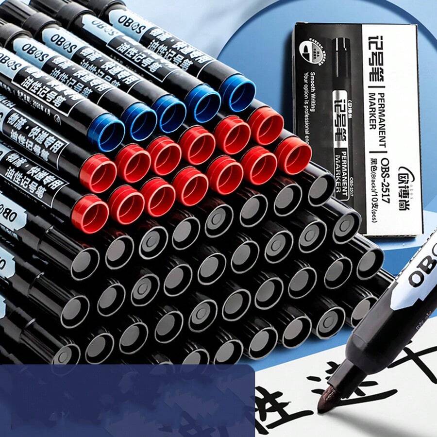 10 Piezas Marcador A Base De Agua Impermeable De Gran Capacidad Al Por Mayor, Para Entrega Exprés Y Logística Con Tinta No Borrable - Multicolor - Ver 1