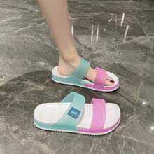 夏季时尚百搭拼色甜美风格果冻凉鞋，轻便舒适柔软，适合女士 - 玫紅色 - 查看 5