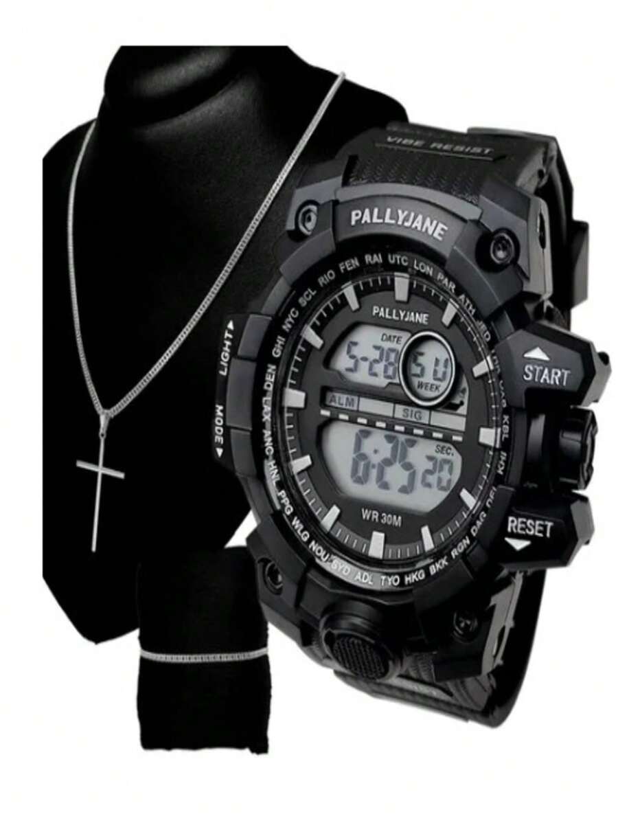 Men's Digital Watches - 黑色 - 查看 1