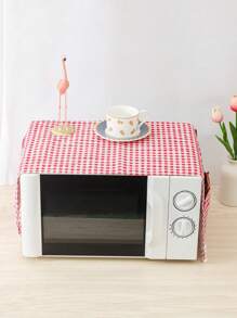1 pieza Cubierta de tela con patrón geométrico a prueba de polvo para horno microondas, bolso, organizador, almacenamiento de uso doméstico - Rojo - Ver 4