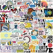 50PCS Volleyball Stickers Volleyball Gift Sports Stickers Volleyball Party Favors Volleyball Stuff Volleyball Accessories Volleyball Team Gifts Vinyl Waterproof Stickers For Water Bottle,Computer,Laptop,Phone,Luggage,Notebook - Multicolor - View 5