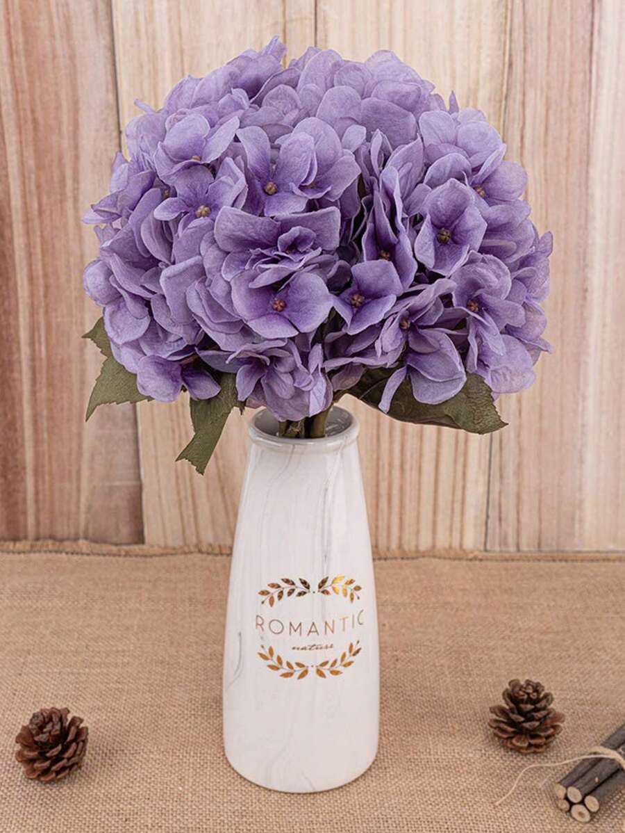 1入假歐式繡球花束,適用於婚禮裝飾、家居、戶外、花園、宴會、攝影道具 - 紫色 - 查看 1