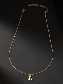 1pc Fashionable Classic Geometric Alphabet Pendant Necklace Metallic Hip-Hop Men's Party Accessory