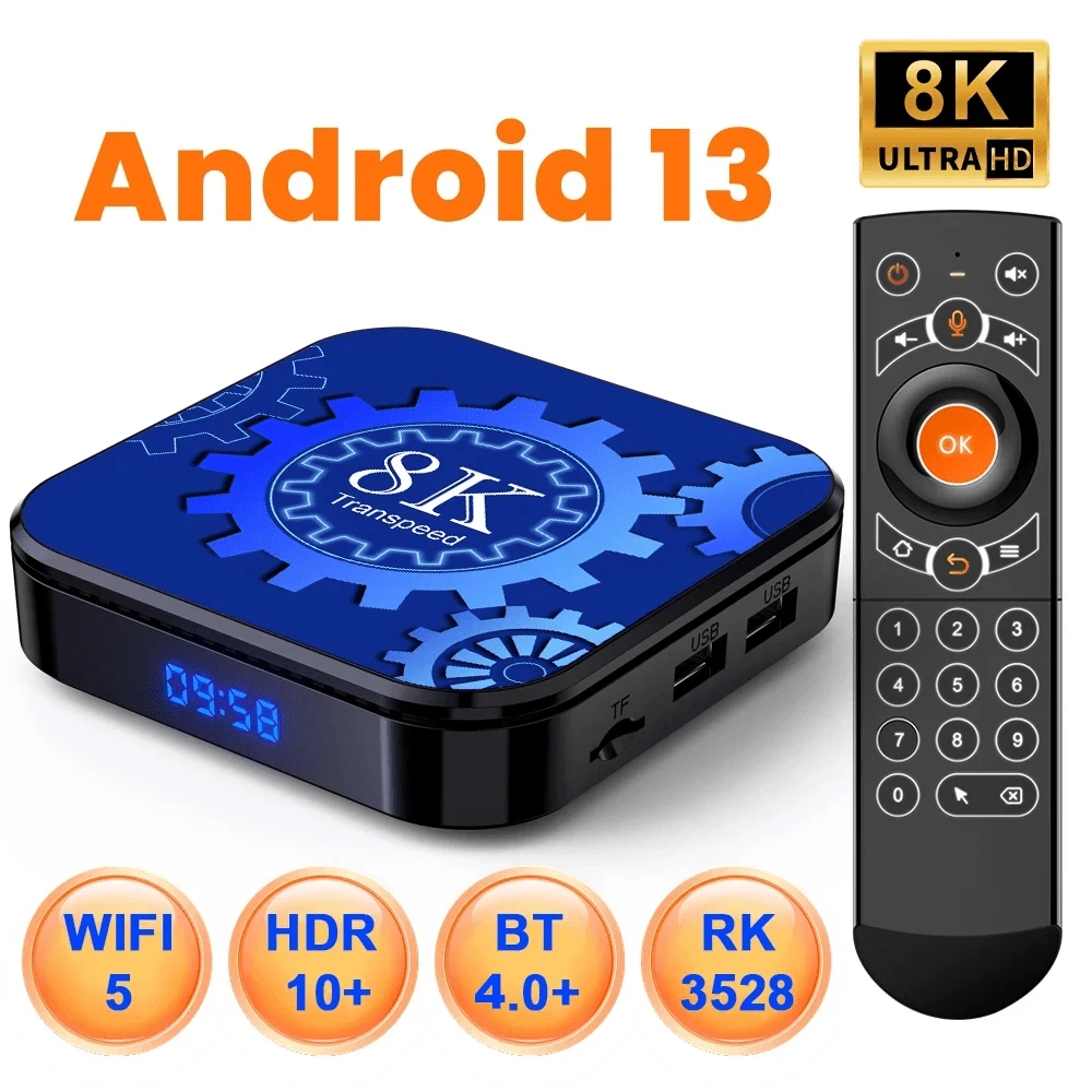 Transpeed Android 13 電視盒 Wifi6 雙頻wifi 支援8k聲畫 Bt4.0+ Rk3528 4k 3d語音媒體播放器機頂盒 - 美標插頭 - 查看 1