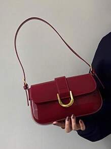 Burgundy Vintage Red Vixen Leather Square Handbag, Versatile Shoulder/Underarm Bag With Horseshoe Clasp, Detachable Dual Straps, Suitable For Girls, Ladies, Students, Career Starters, Office Workers, Commuting, School Outfits - Burgundy Red, Fashionable Burgundy Bag, Retro Inspired Bag For Women